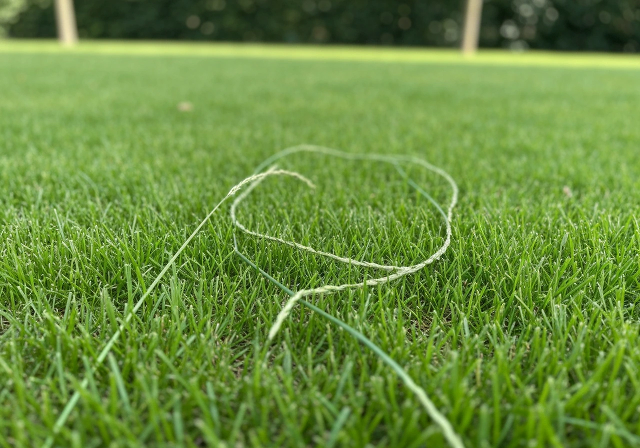 Geelgroen verkleurd gazon in een Nederlandse tuin, met duidelijk patroon tussen nog groen gras.