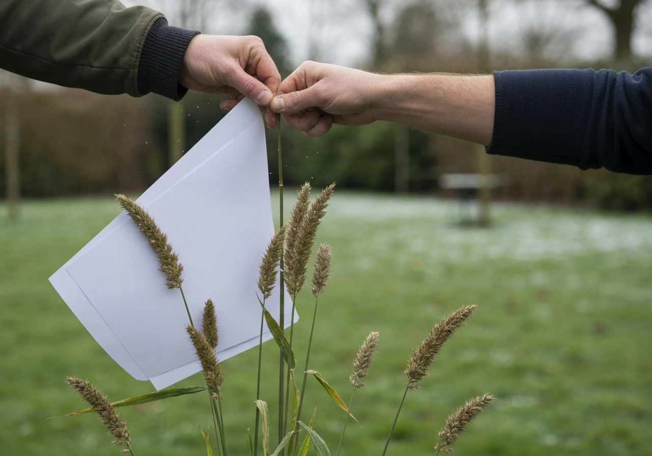 Hand bindt heidegras op 20–30 cm en snoeit daarna gecontroleerd laag terugschuin.
